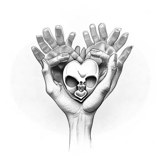 A Physiotherapist's Hands Holding A Cat With A Skull-shaped Heart In The Background