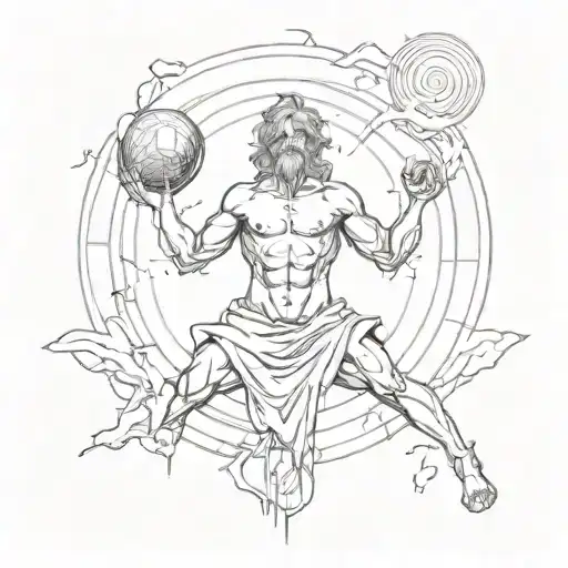 Greek God Atlas Symbol Surrounded