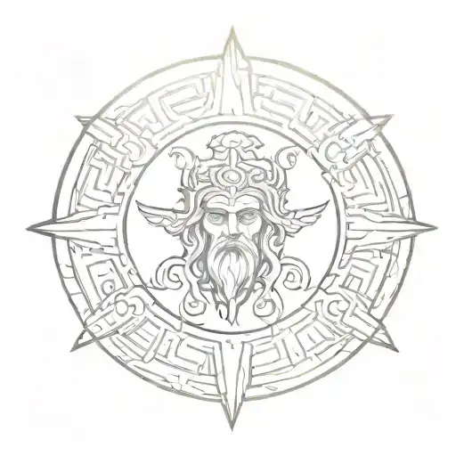 Greek God Prometheus Symbol Circular Pattern