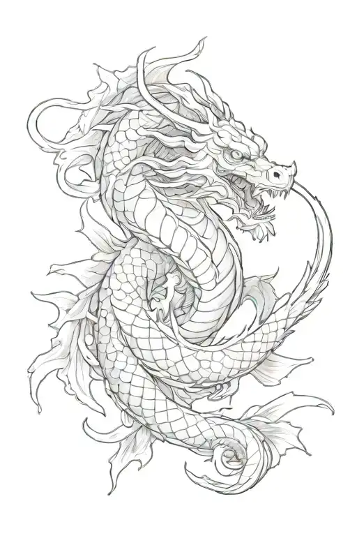 Dragon With Sword Koi Fish