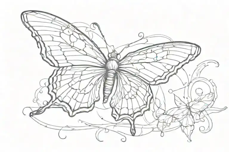 Butterfly With A Broken Wing Flying Upward