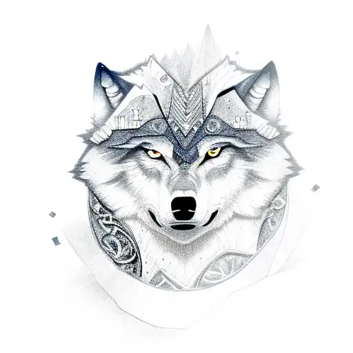 Howling Wolf With Diamond Backdrop