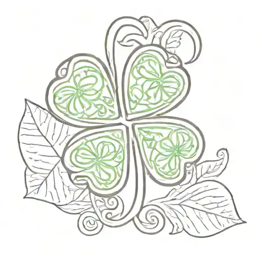 Four Leaf Clover With 444 Written Inside Surrounded