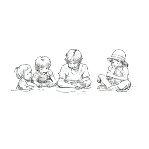 A Group Of Children On A Beach