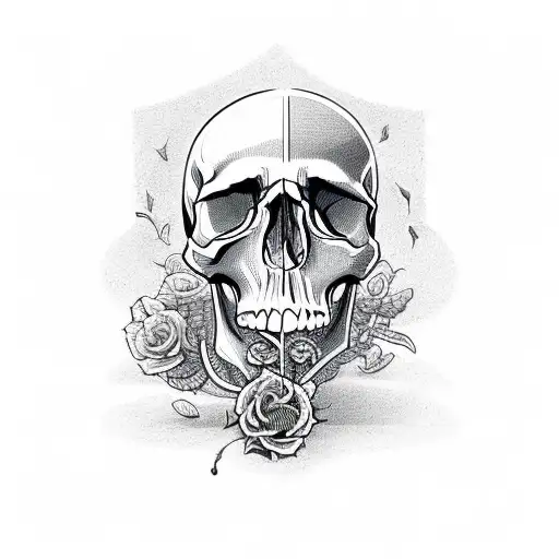 Skull And Hour Glass And Cross