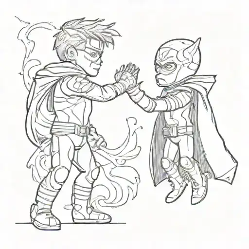 2 Kids As Superheroes High Five Each Other Side