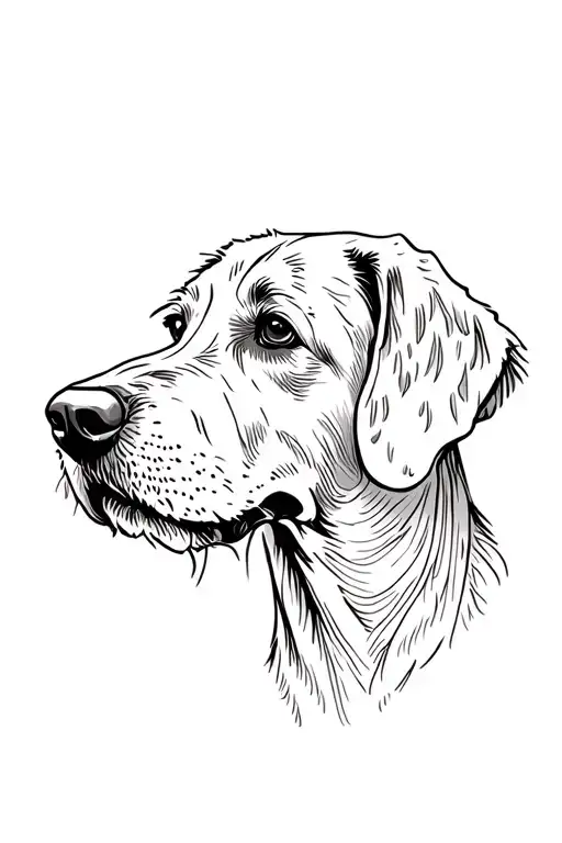 German Wirehaired Pointer Head Fine Line Tattoo With Beard