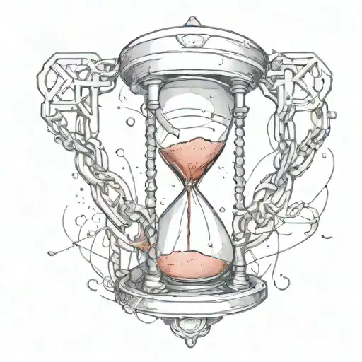Chains Wrapped Around Hourglass With Red Sand Clock