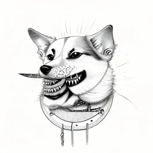 Dog With A Knife In Its Mouth