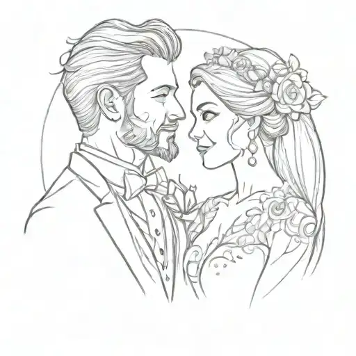 A Bride And Groom On Their Wedding Day