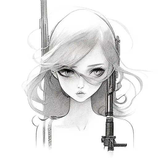 Beautiful Girl With Rifle