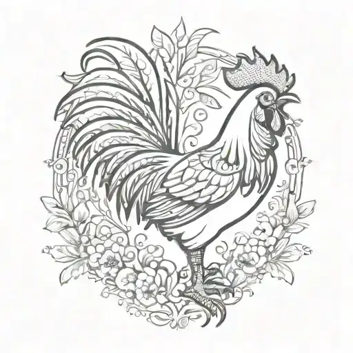 Folk Art Inspired Design With Animal Rooster