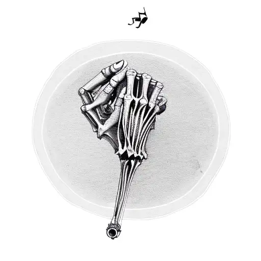 A Skeletal Hand Holding A Coffee Mug With Musical Notes Swirling Around It