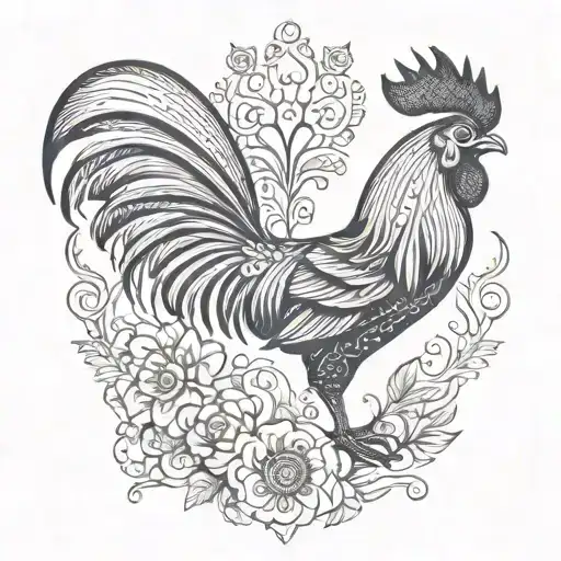 Folk Art Inspired Design With Animal Rooster