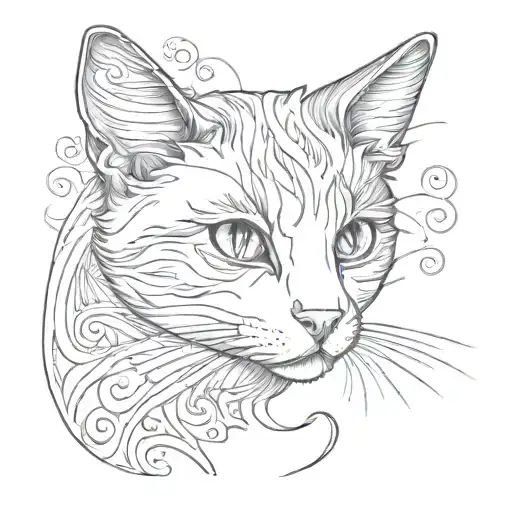 Happy Tuxedo Cat Curled