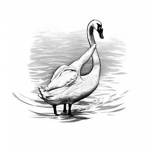 A Graceful Swan Swimming On A Sheet Music