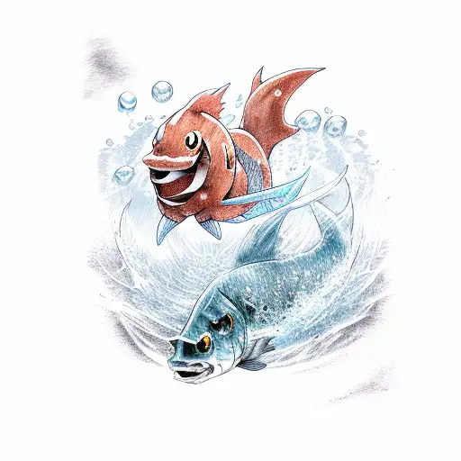 Gyrados And Magikarp In Water