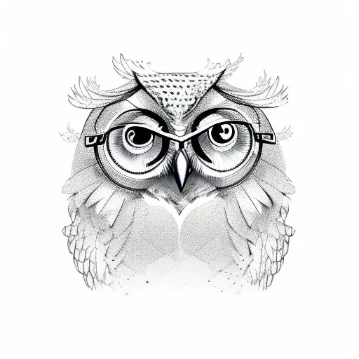 Owl With Glasses Standing On A Tree