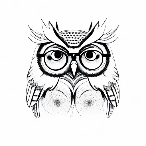 Owl With Glasses Standing On A Tree