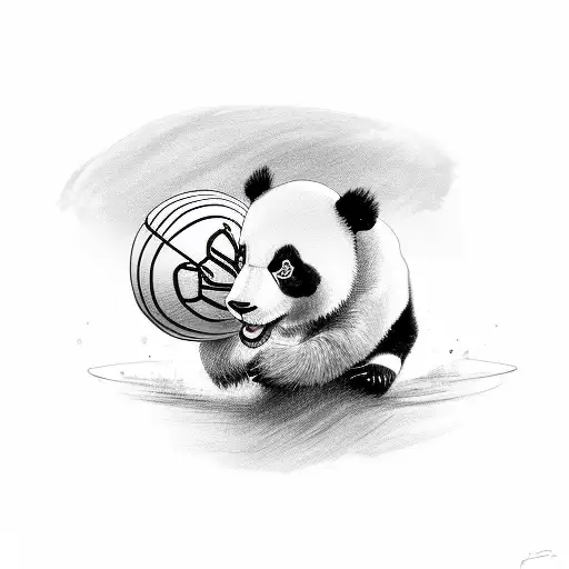 Panda Spinning A Basketball On The Finger