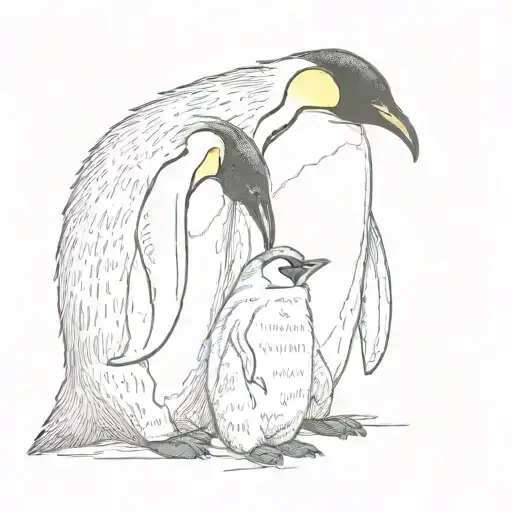Emperor Penguin With Its Baby