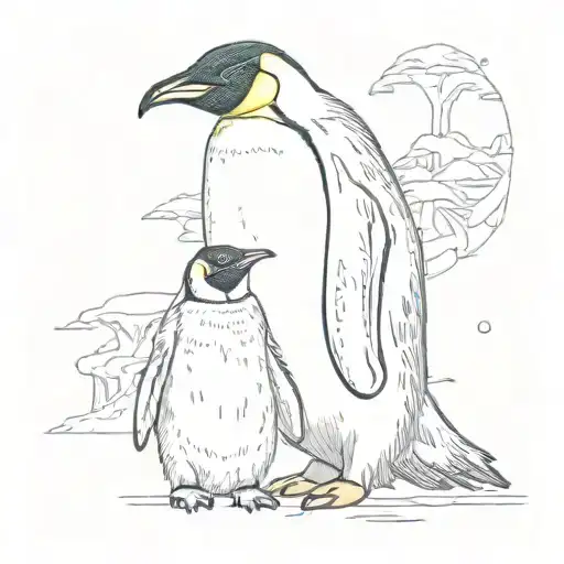 Emperor Penguin Father And It's Young