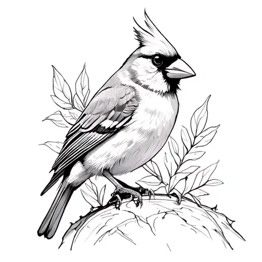 Cardinal Bird Sitting Atop
