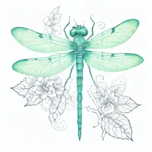 Watercolor Dragonfly With Intricate
