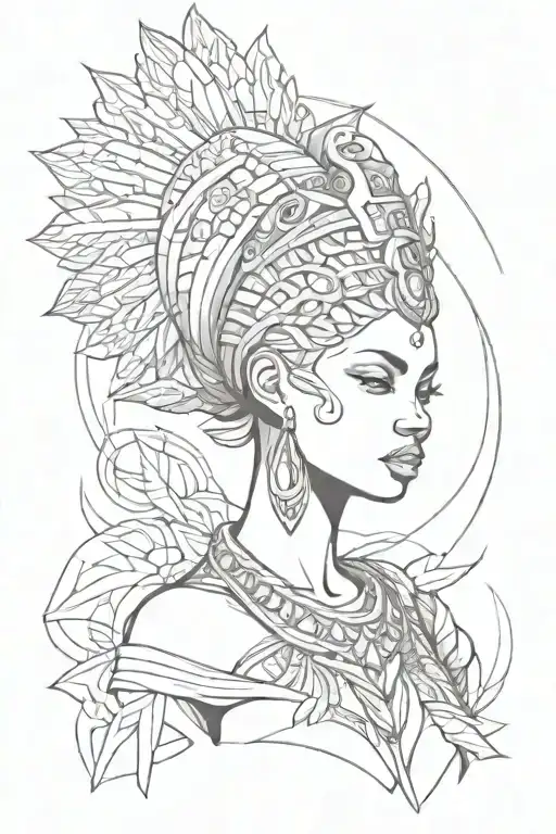 Female Goddess With African Inspired Elements