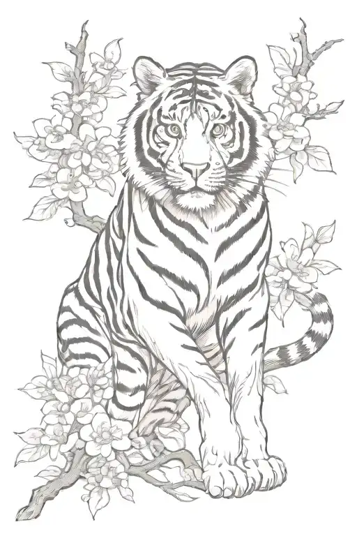 Tiger In Sakura Branch