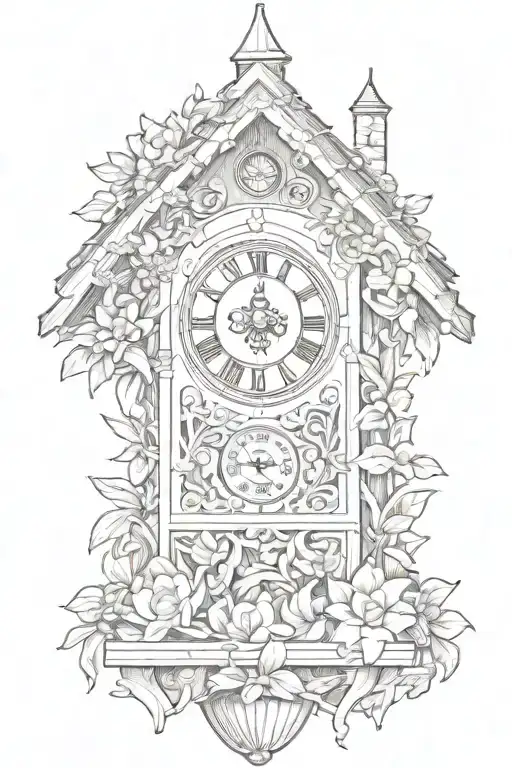 Cuckoo Clock Heavily German Influenced With Edelweiss Flowers German Cottage