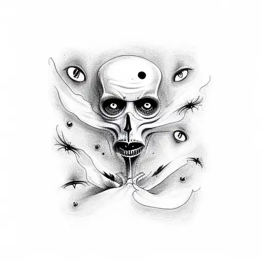 A Dark And Haunting Tim Burton-inspired Sketch Tattoo Featuring Psychological Elements