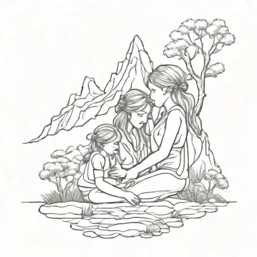 Mother Daughter Surrounded My Mountain