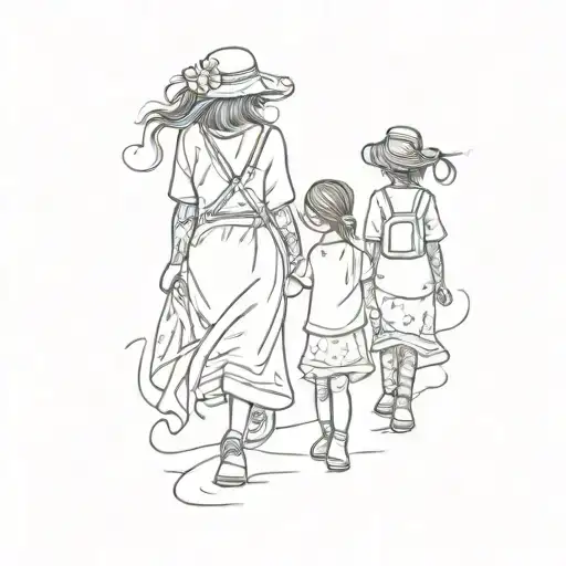 Mother Daughter Walking