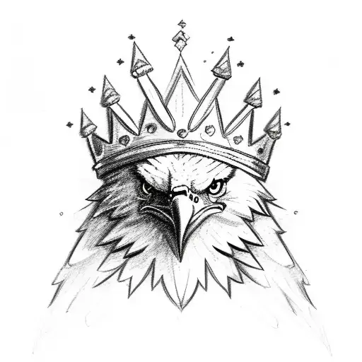 A Sketch-style Eagle With A Crown And Lightning Bolts In The Background