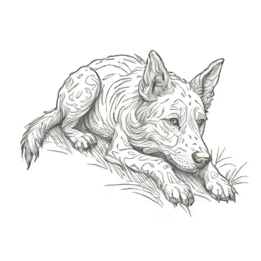 A Dog Laying In The Grass