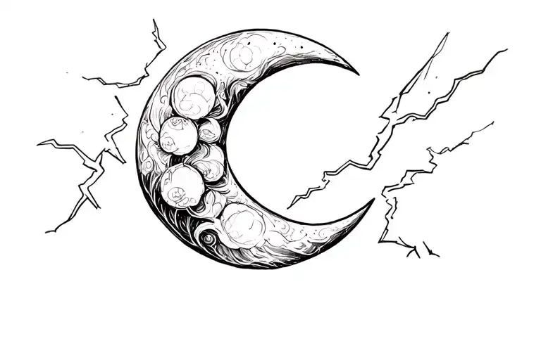 Crescent Moon With Lightning