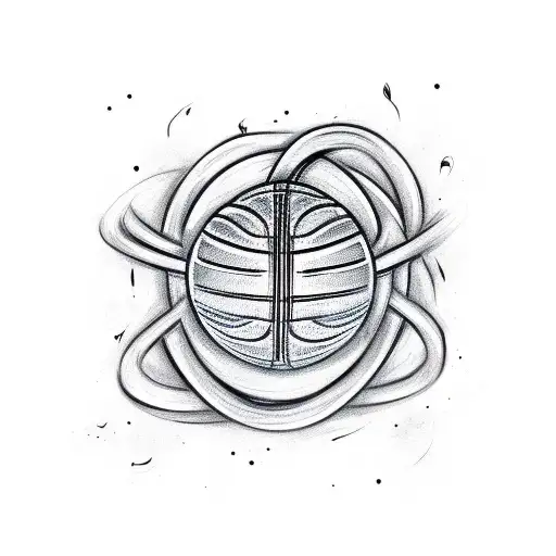 A Music Note Intertwined With A Basketball