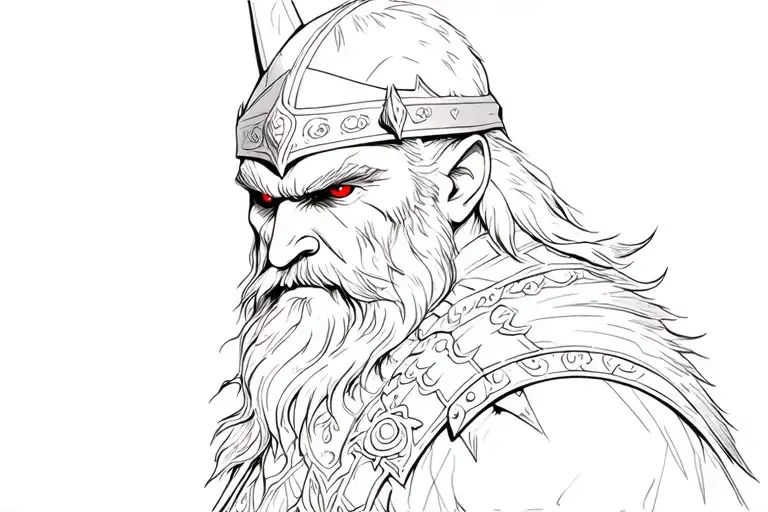 Warrior Viking Back With Red Eyes