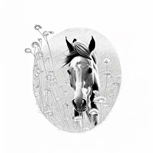 A Majestic Horse Galloping Through A Field Of Wildflowers