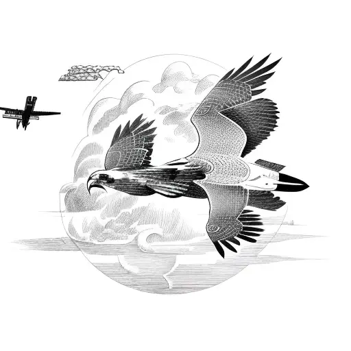 Hawk Flying Above A Ship