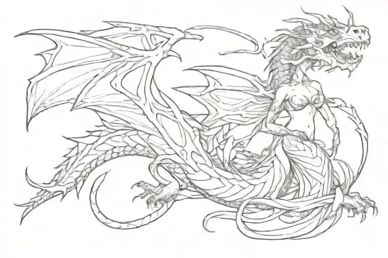 Dragon Under A Woman's Breast On One Side