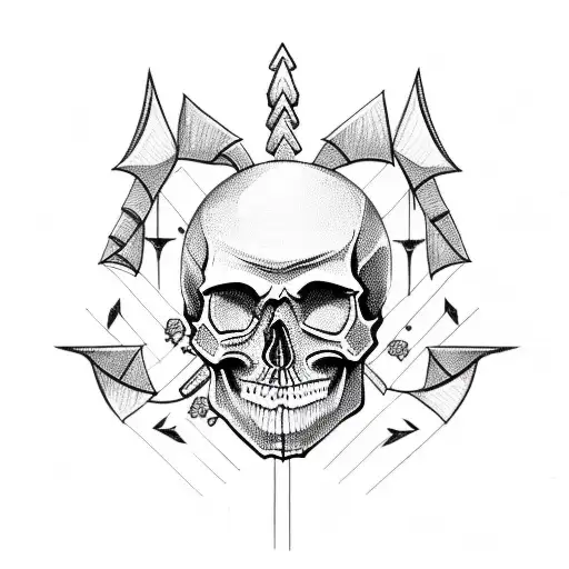 Skull With 2 Arrows