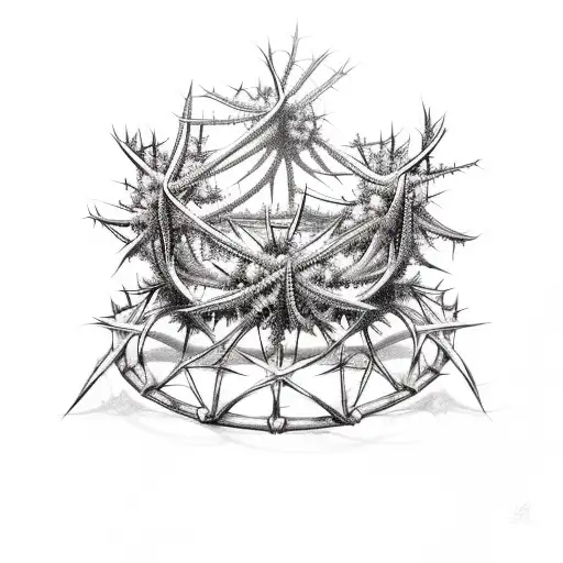 Crown Of Thorns With Wilted Flowers