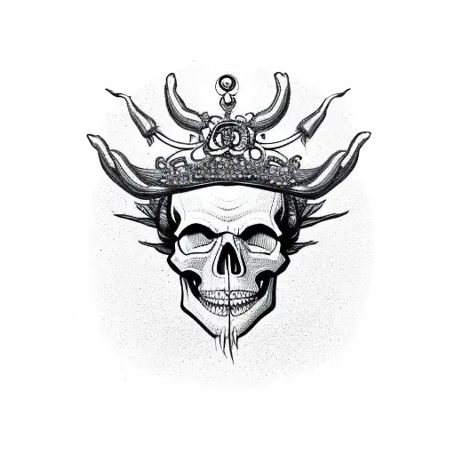 Skull Wearing A Medusa Crown