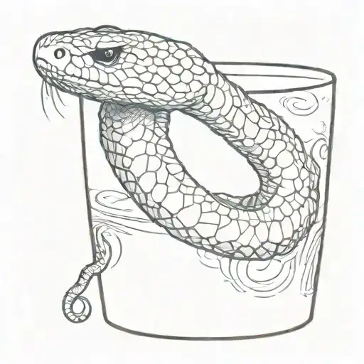 Snake Coiled In The Bottom Of A Shot Glass