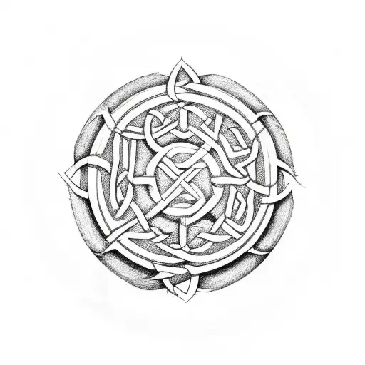 A Sketch-style Design Of A Celtic Capital Letter S Surrounded By Intricate Patterns