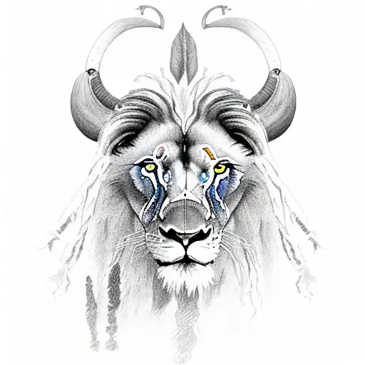 A Lion With Blue Eyes And Dreadlocks In Love With A Ram With Miedum Blond Hair And Blue Eyes