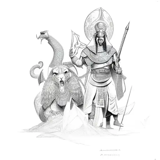 A Dungeons & Dragons Scene Featuring Egyptian Gods And Monsters