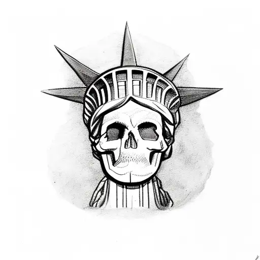 Statue Of Liberty With A Skull For A Face